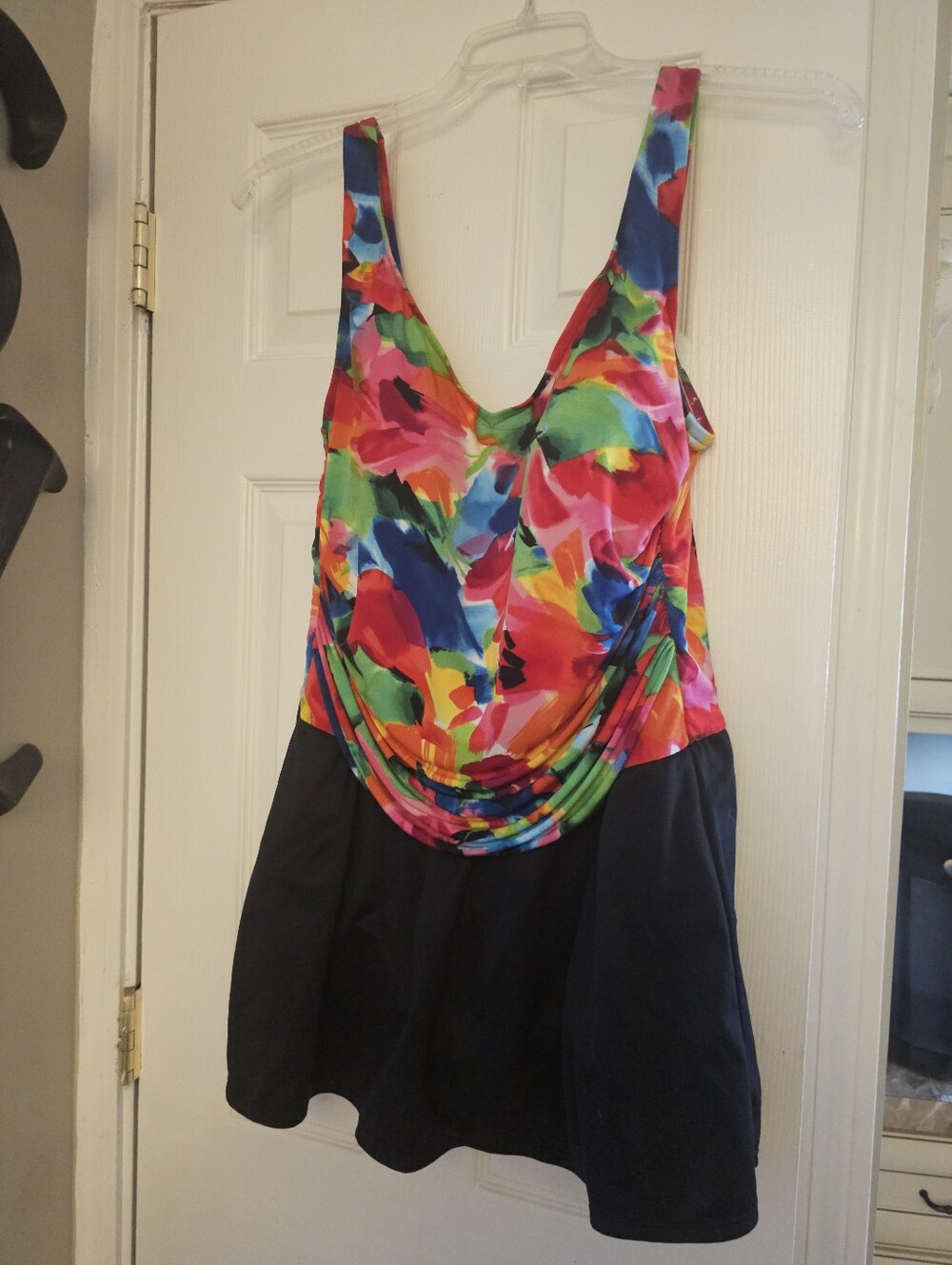 Catalina Multicolor Abstract Floral Tank with Black Skirt